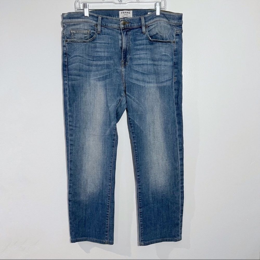 FRAME L'Homme Classic Straight Leg Jeans In Craters Wash Size 36